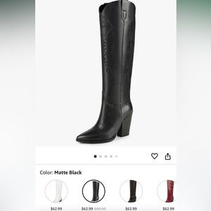 Women’s Knee High Black Cowboy Boots - sz. 9